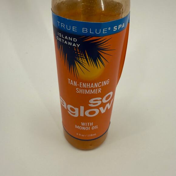 True Blue Spa So Aglow 4oz Tan-Enhancing Shimmer Monoi Used Rare Bath Body Works - Picture 6 of 13